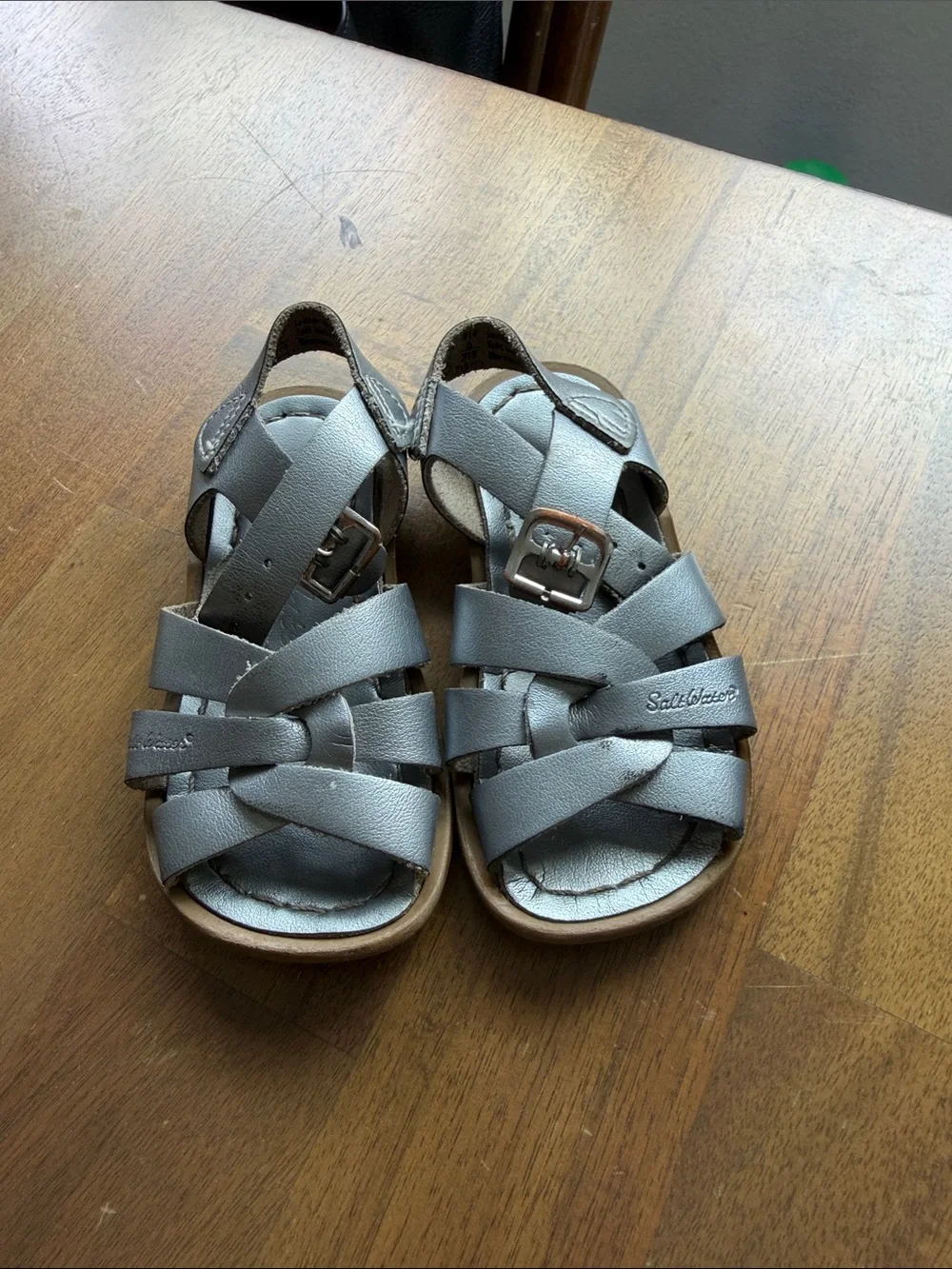 Salt Water Sandals by Hoy Silver Metallic Fisherman Sandals